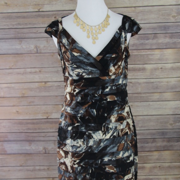 ADRIANNA PAPELL Camouflage Cap Sleeve Dress - Picture 1 of 8